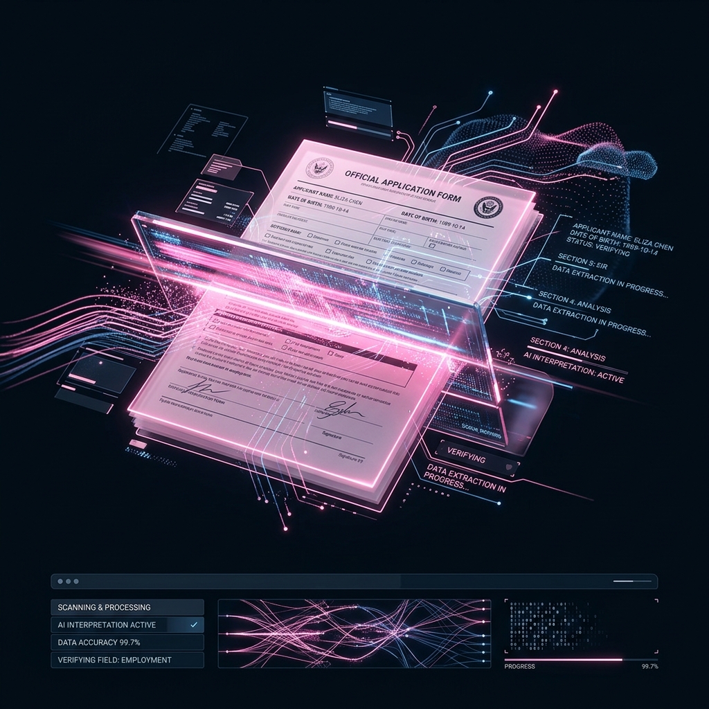 AI scanning an official document